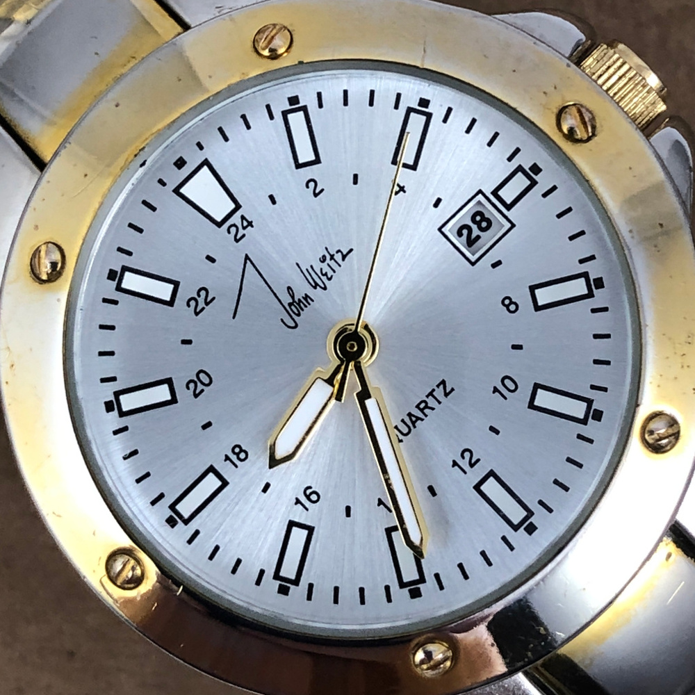 Mans John Weitz Signature Series 2 Tone Date Watch